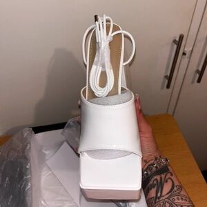 EGO White Strappy Platform Heels
